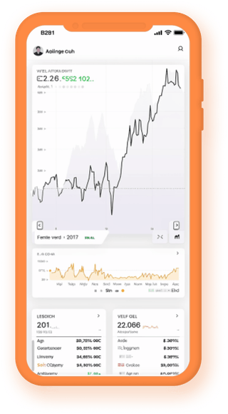 Kryptodata i realtid visas i en mobil portföljöversikt